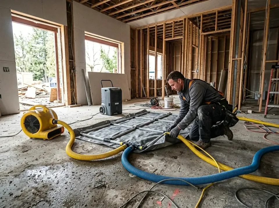 Air Mover — Construction Site — Air Mover, Dehumidifier, Floor Drying Mat, Construction Site, Emergency Water Extraction & D…