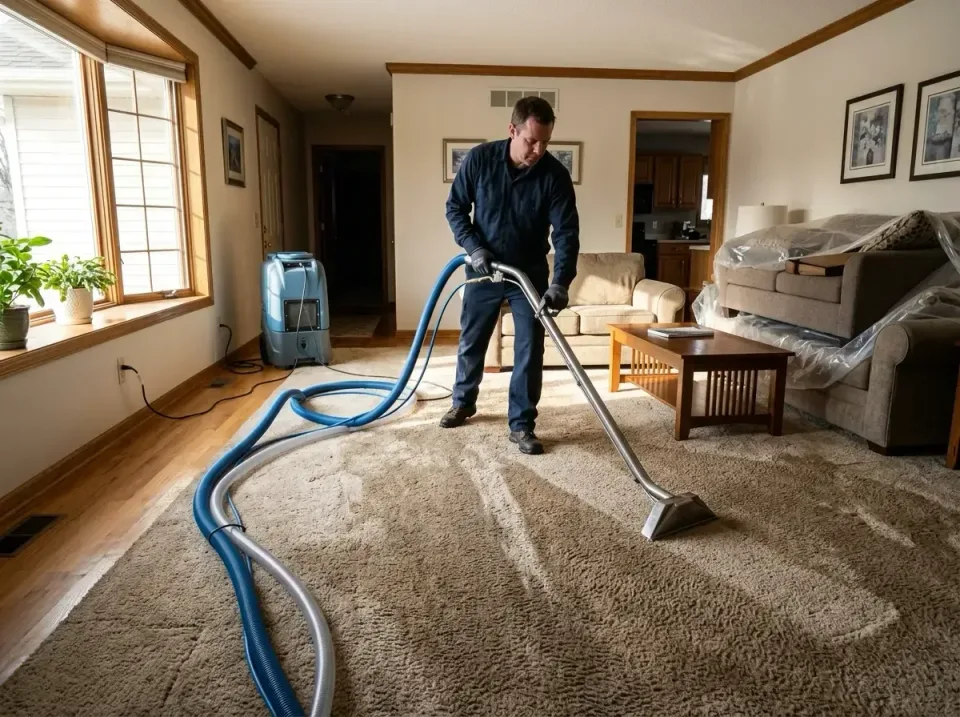 Carpet Extraction Wand — Residential Living Room — Carpet Extraction Wand, Blue Vacuum Hose, Grey Vacuum Hose, Residential L…