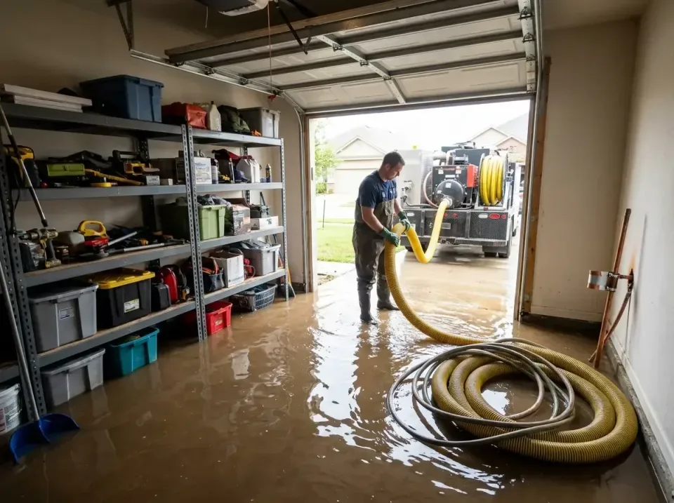 Technician — Water Damage Restoration — Technician, Vacuum Truck, Suction Hose, Water Damage Restoration, Emergency Water Ex…
