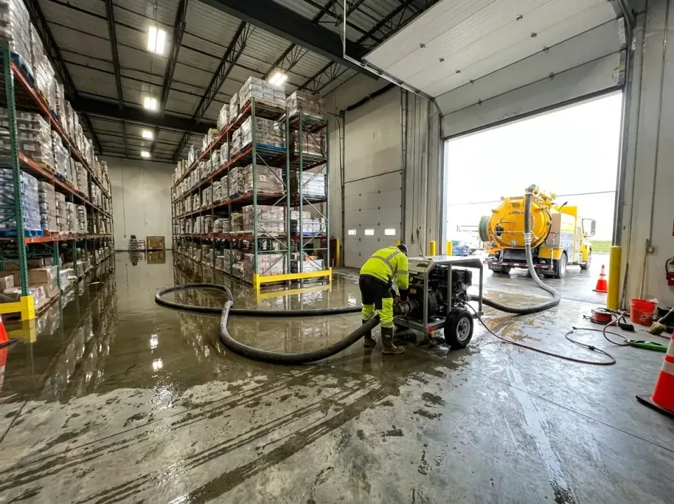 Warehouse Racking — Water Damage Restoration — Warehouse Racking, Palletized Inventory, Vacuum Truck, Water Damage Restorati…