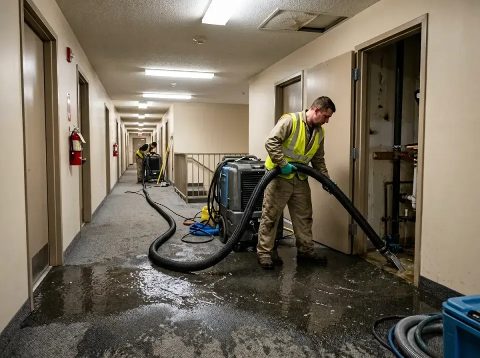 Water Extraction Machine — Water Damage Restoration — Water Extraction Machine, Vacuum Hose, Safety Vest, Water Damage Resto…